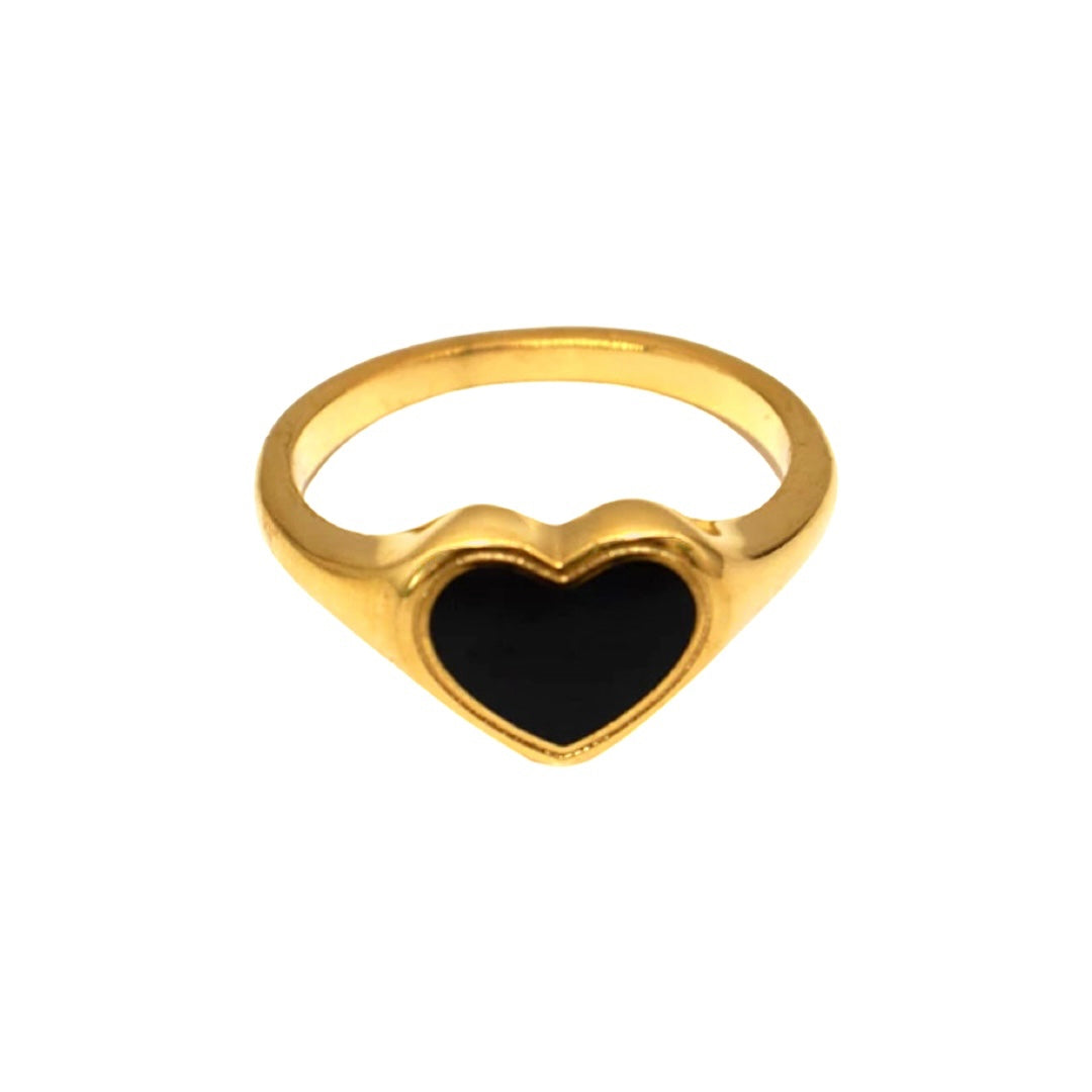 Zwart hart ring.